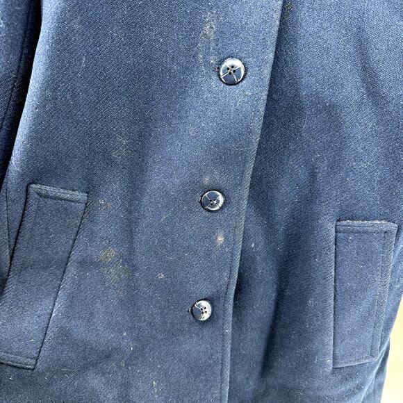 Vintage Pendleton Wool Peacoat 70s Button Down Hand Pockets Navy Blue Medium - Picture 4 of 7